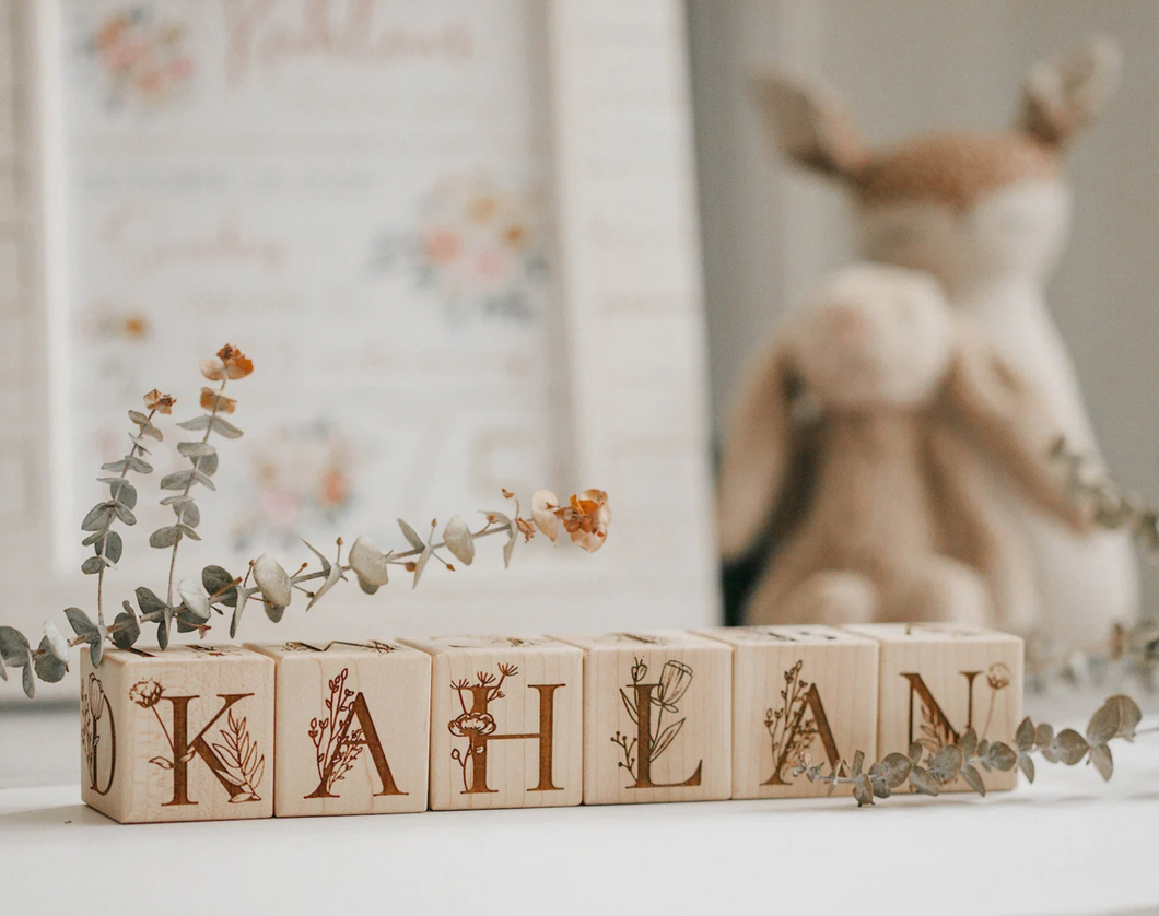 Floral Wood Alphabet Blocks